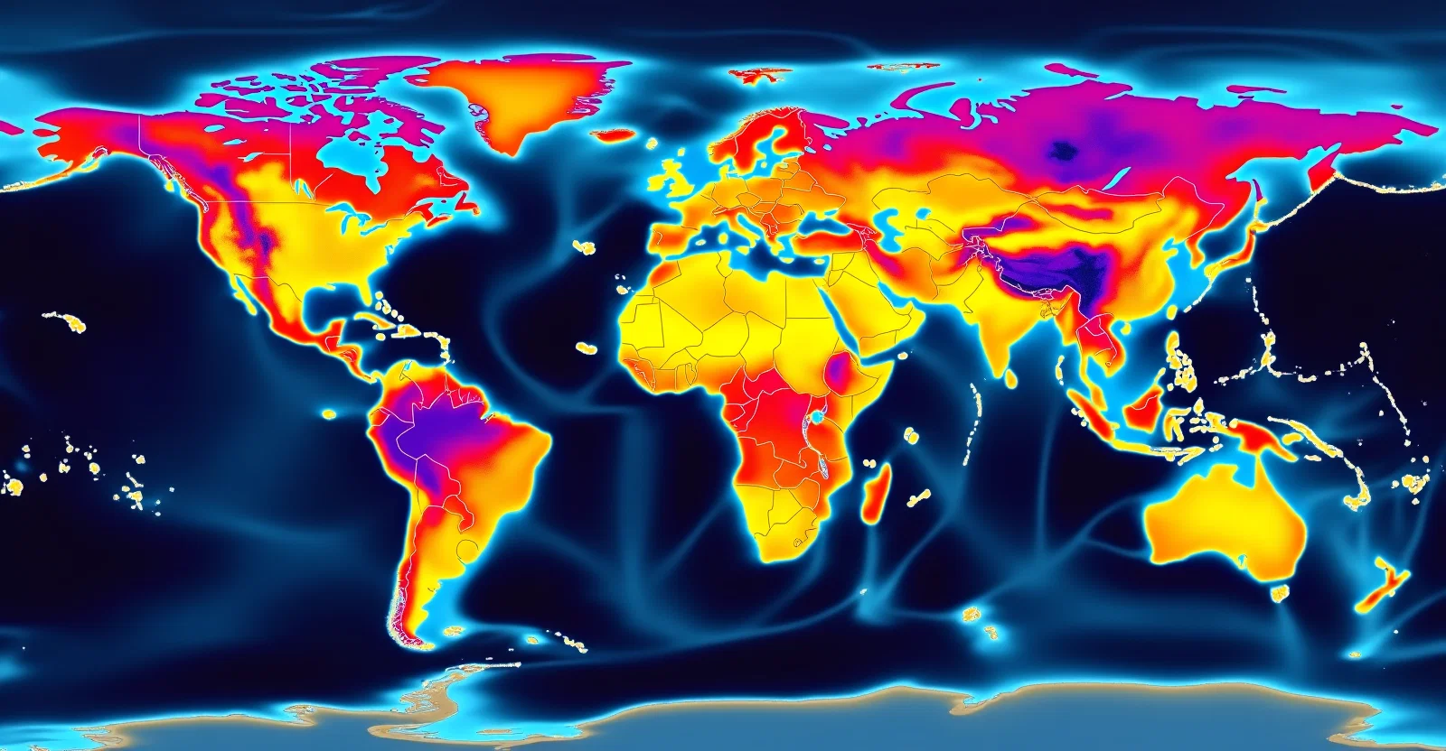 Map showing global distribution of lightning strikes